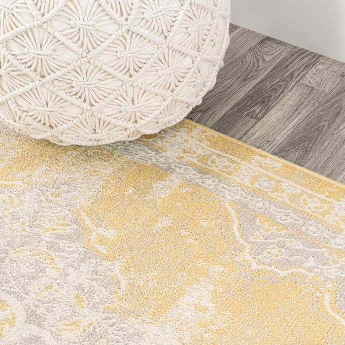 Alhambra Ornate Medallion Modern Yellow/Cream 3 ft. x 5 ft. Area Rug