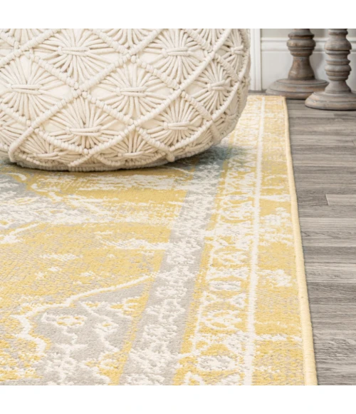 Alhambra Ornate Medallion Modern Yellow/Cream 4 ft. x 6 ft. Area Rug
