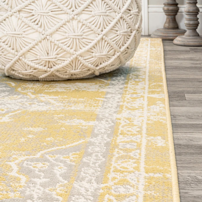 Alhambra Ornate Medallion Modern Yellow/Cream 3 ft. x 5 ft. Area Rug