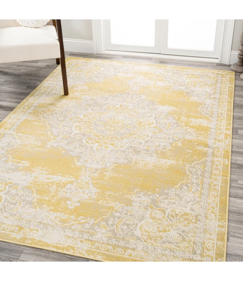 Alhambra Ornate Medallion Modern Yellow/Cream 4 ft. x 6 ft. Area Rug