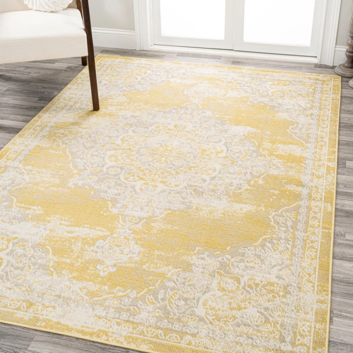 Alhambra Ornate Medallion Modern Yellow/Cream 3 ft. x 5 ft. Area Rug