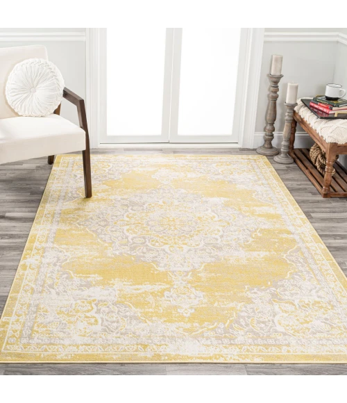 Alhambra Ornate Medallion Modern Yellow/Cream 4 ft. x 6 ft. Area Rug