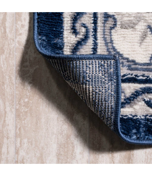 Rosalia Cottage Medallion Ivory/Navy 2 ft. x 10 ft. Runner Rug