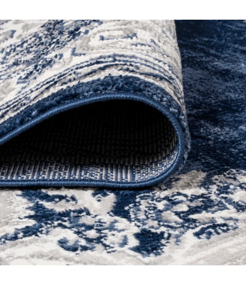 Rosalia Cottage Medallion Ivory/Navy 2 ft. x 10 ft. Runner Rug