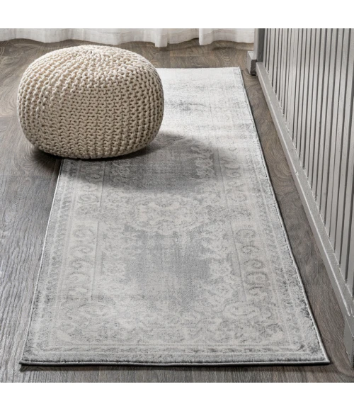 Rosalia Cottage Medallion Ivory/Gray 2 ft. x 10 ft. Runner Rug