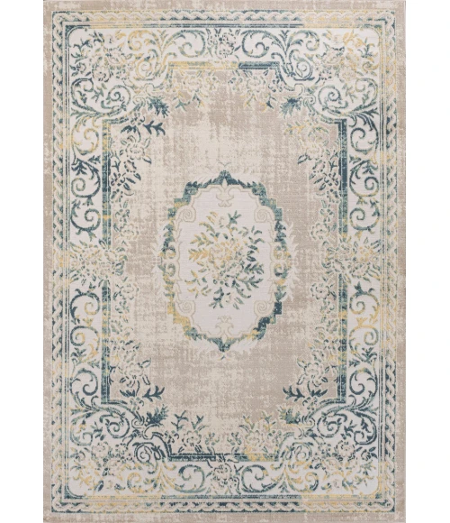 Rosalia Cottage Medallion Navy/Ivory 4 ft. x 6 ft. Area Rug