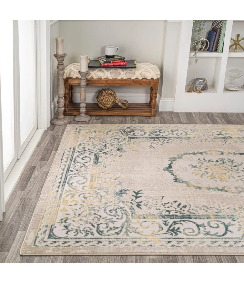 Rosalia Cottage Medallion Navy/Ivory 4 ft. x 6 ft. Area Rug