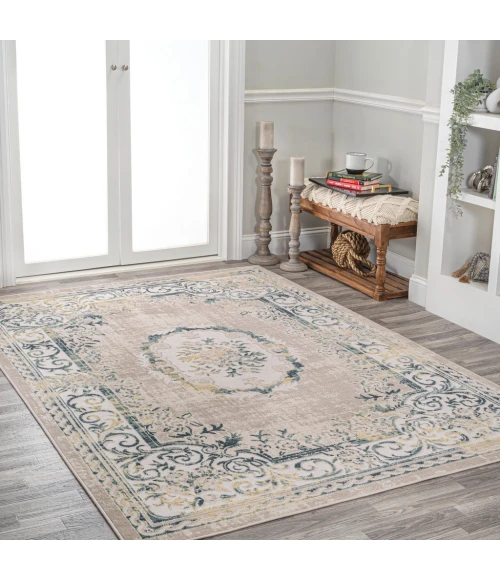 Rosalia Cottage Medallion Navy/Ivory 4 ft. x 6 ft. Area Rug