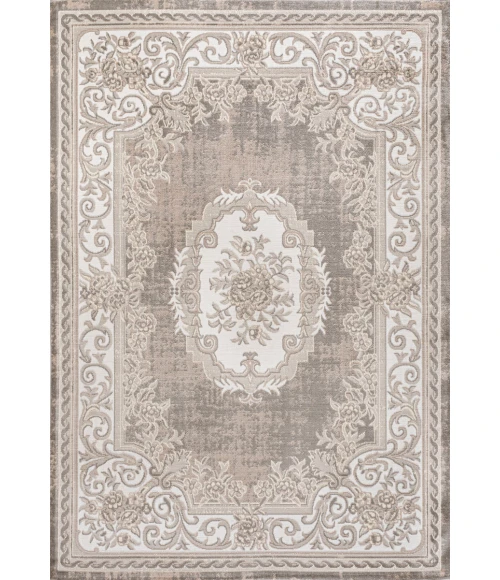Rosalia Cottage Medallion Gray/Ivory 4 ft. x 6 ft. Area Rug