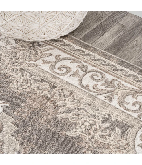 Rosalia Cottage Medallion Gray/Ivory 4 ft. x 6 ft. Area Rug