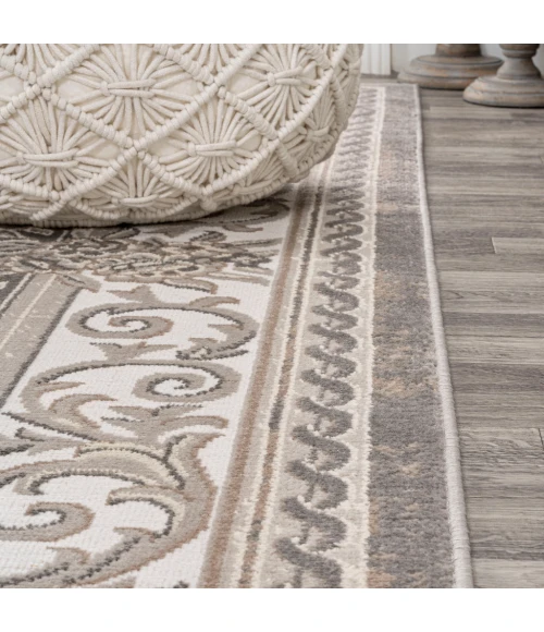 Rosalia Cottage Medallion Gray/Ivory 4 ft. x 6 ft. Area Rug