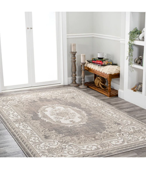 Rosalia Cottage Medallion Gray/Ivory 4 ft. x 6 ft. Area Rug
