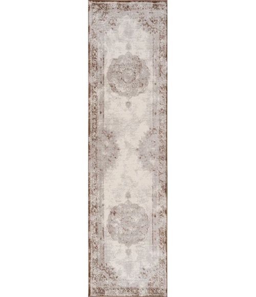 Rosalia Cottage Medallion Brown/Cream 2 ft. x 10 ft. Runner Rug