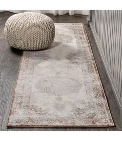 Jonathany Modern Persian MDP402A Brown/Cream Area Rug 2 ft. 2 in. X 8 ft. Runner