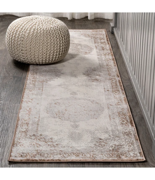 Rosalia Cottage Medallion Brown/Cream 2 ft. x 10 ft. Runner Rug