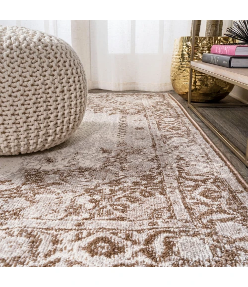 Rosalia Cottage Medallion Brown/Cream 2 ft. x 10 ft. Runner Rug