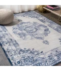 Rosalia Cottage Medallion Dark blue/Ivory 5 ft. x 8 ft. Area Rug