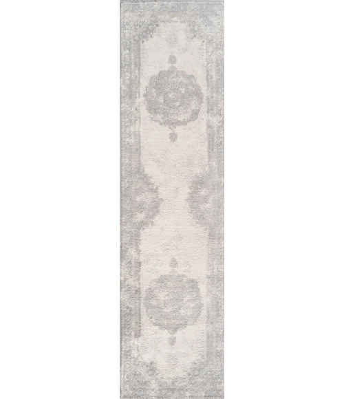 Rosalia Cottage Medallion Gray/Ivory 2 ft. x 8 ft. Runner Rug