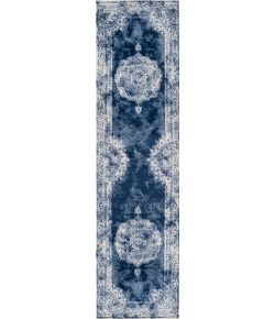 Jonathany Modern Persian MDP403D Navy/Ivory Area Rug 2 ft. 3 in. X 10 ft. Runner