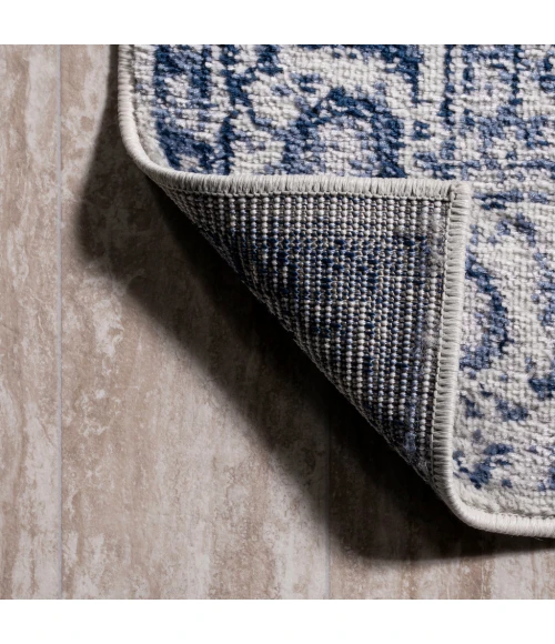 Rosalia Cottage Medallion Navy/Ivory 2 ft. x 10 ft. Runner Rug