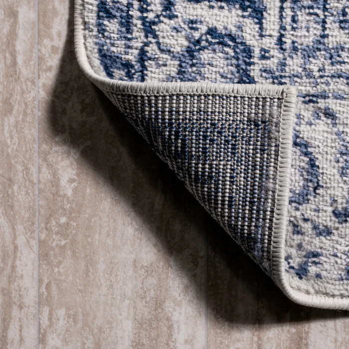 Rosalia Cottage Medallion Navy/Ivory 2 ft. x 10 ft. Runner Rug