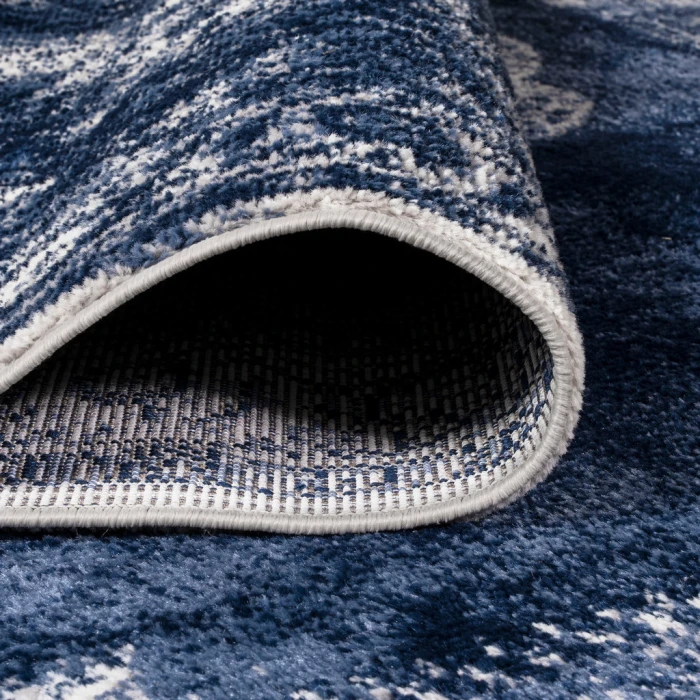 Rosalia Cottage Medallion Navy/Ivory 2 ft. x 10 ft. Runner Rug