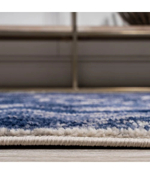 Rosalia Cottage Medallion Navy/Ivory 2 ft. x 10 ft. Runner Rug