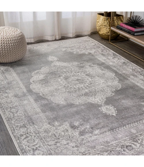 Rosalia Cottage Medallion Gray/Dark Gray 5 ft. x 8 ft. Area Rug