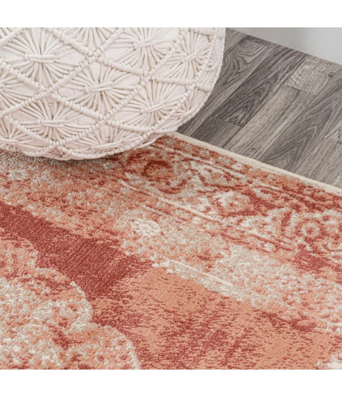 Rosalia Cottage Medallion Peach/Ivory 3 ft. x 5 ft. Area Rug