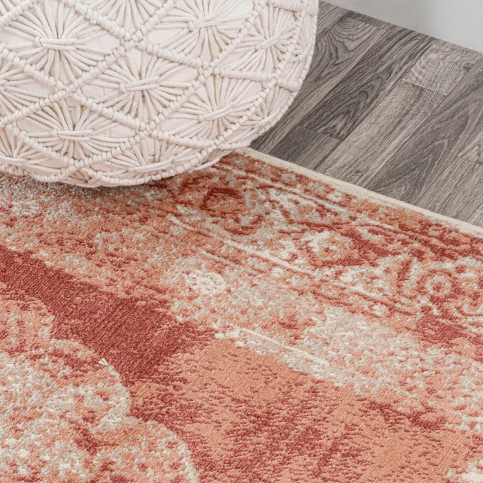 Rosalia Cottage Medallion Peach/Ivory 5 ft. x 8 ft. Area Rug