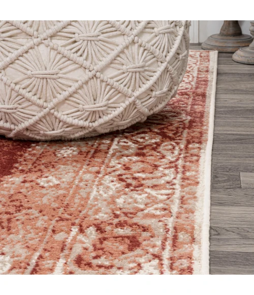 Rosalia Cottage Medallion Peach/Ivory 3 ft. x 5 ft. Area Rug