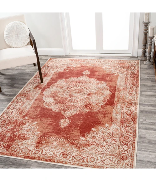 Rosalia Cottage Medallion Peach/Ivory 3 ft. x 5 ft. Area Rug