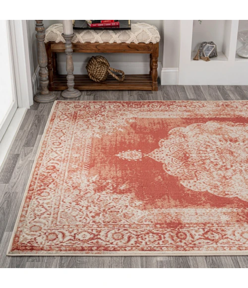 Rosalia Cottage Medallion Peach/Ivory 3 ft. x 5 ft. Area Rug