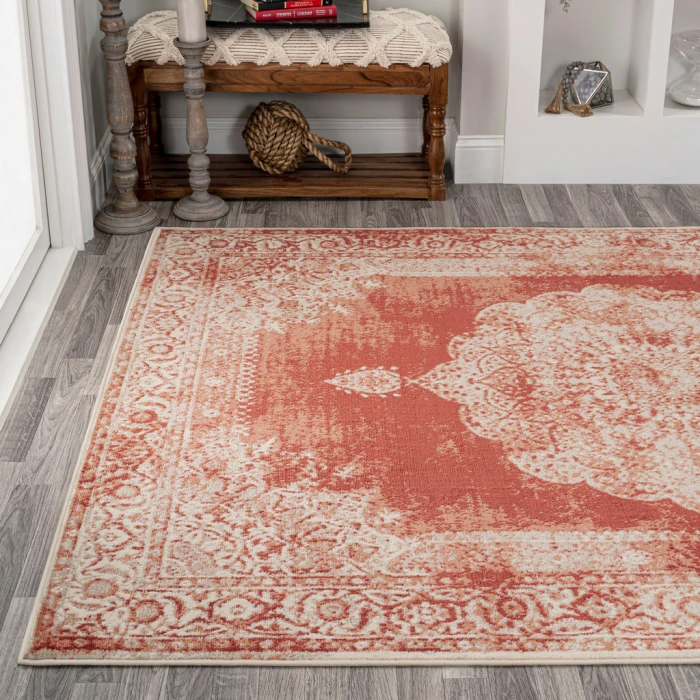 Rosalia Cottage Medallion Peach/Ivory 5 ft. x 8 ft. Area Rug