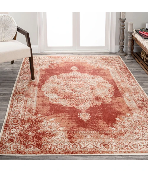 Rosalia Cottage Medallion Peach/Ivory 3 ft. x 5 ft. Area Rug