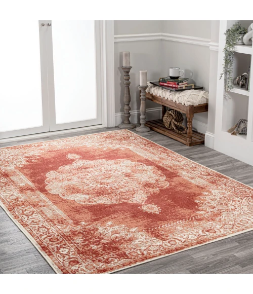 Rosalia Cottage Medallion Peach/Ivory 3 ft. x 5 ft. Area Rug