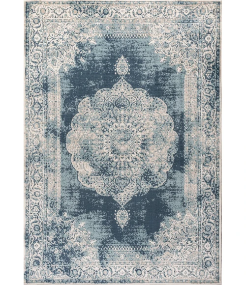 Rosalia Cottage Medallion Ivory/Blue 3 ft. x 5 ft. Area Rug