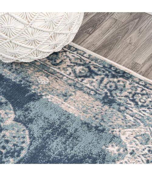 Rosalia Cottage Medallion Ivory/Blue 3 ft. x 5 ft. Area Rug
