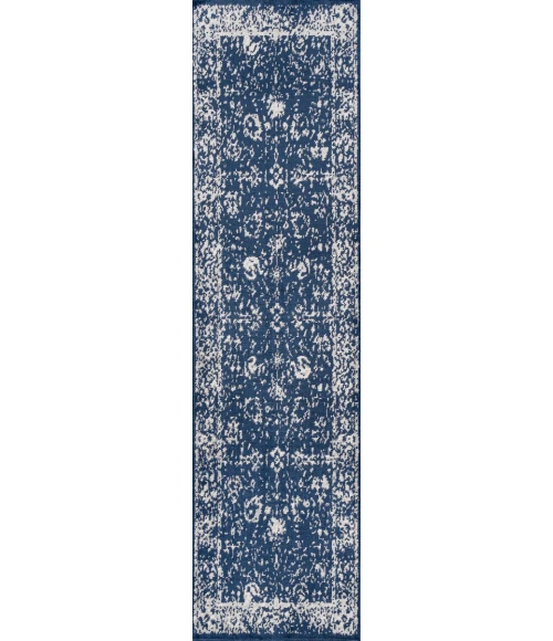 Soleiman Modern Persian Navy 2 ft. x 10 ft. Runner Rug
