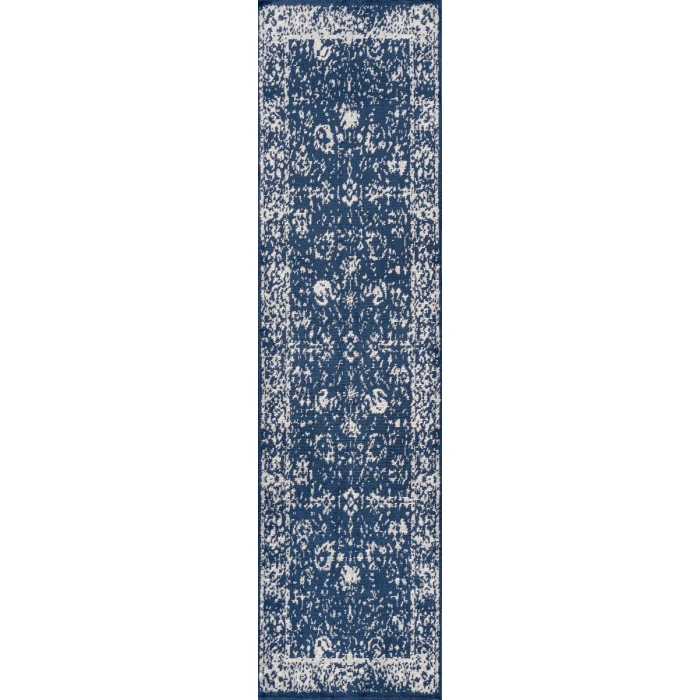 Soleiman Modern Persian Navy 2 ft. x 10 ft. Runner Rug
