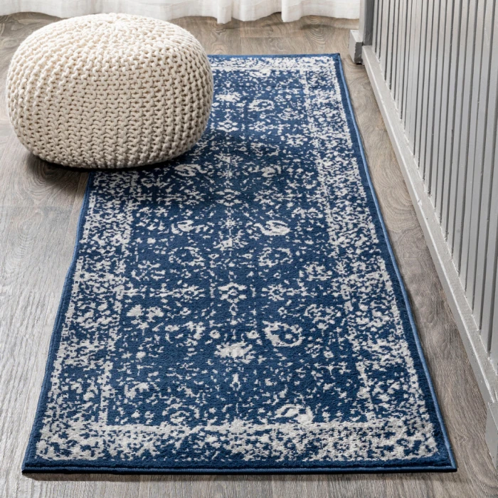 Soleiman Modern Persian Navy 2 ft. x 10 ft. Runner Rug
