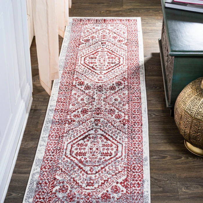 Boho Cottage Medallion Red/Ivory 2 ft. x 10 ft. Runner Rug