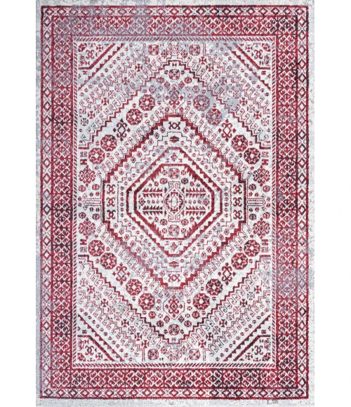 Boho Cottage Medallion Red/Ivory 3 ft. x 5 ft. Area Rug