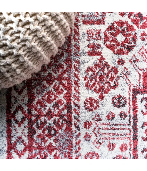 Boho Cottage Medallion Red/Ivory 3 ft. x 5 ft. Area Rug