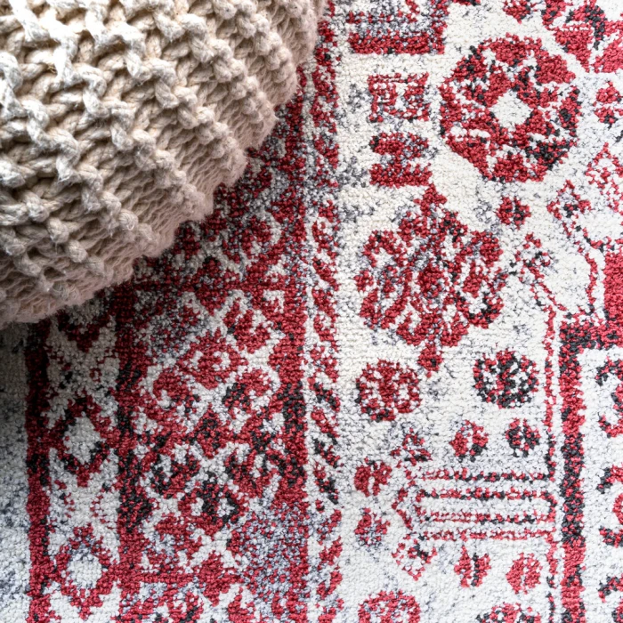 Boho Cottage Medallion Red/Ivory 2 ft. x 10 ft. Runner Rug