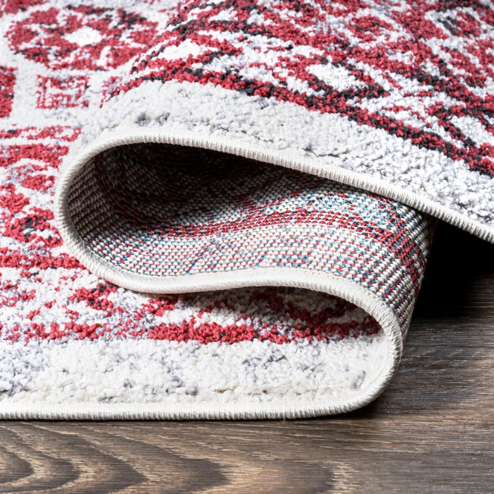 Boho Cottage Medallion Red/Ivory 2 ft. x 10 ft. Runner Rug