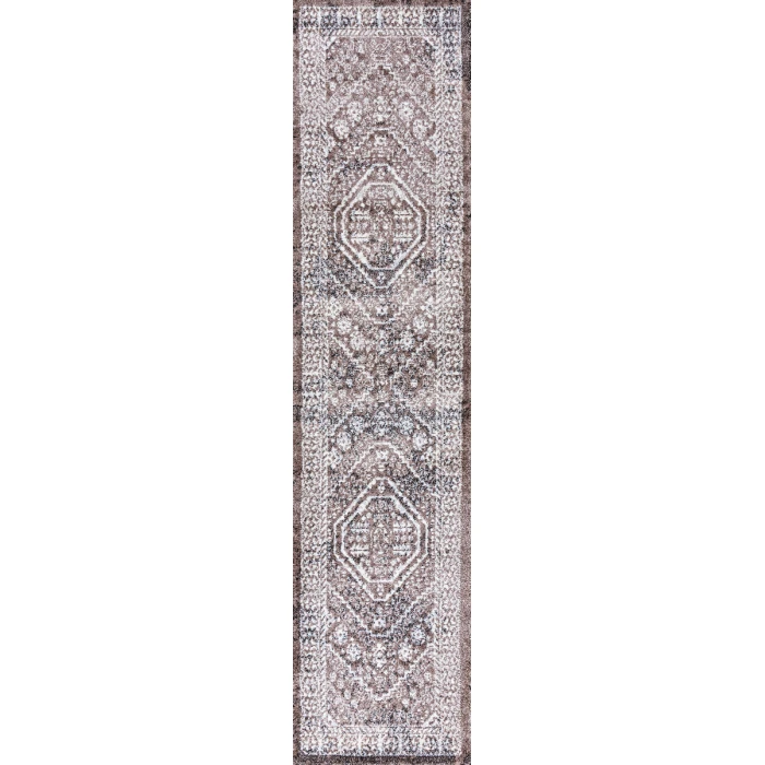 Boho Cottage Medallion Brown/Ivory 2 ft. x 8 ft. Runner Rug