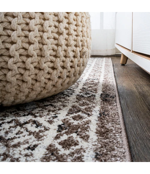 Boho Cottage Medallion Brown/Ivory 2 ft. x 8 ft. Runner Rug