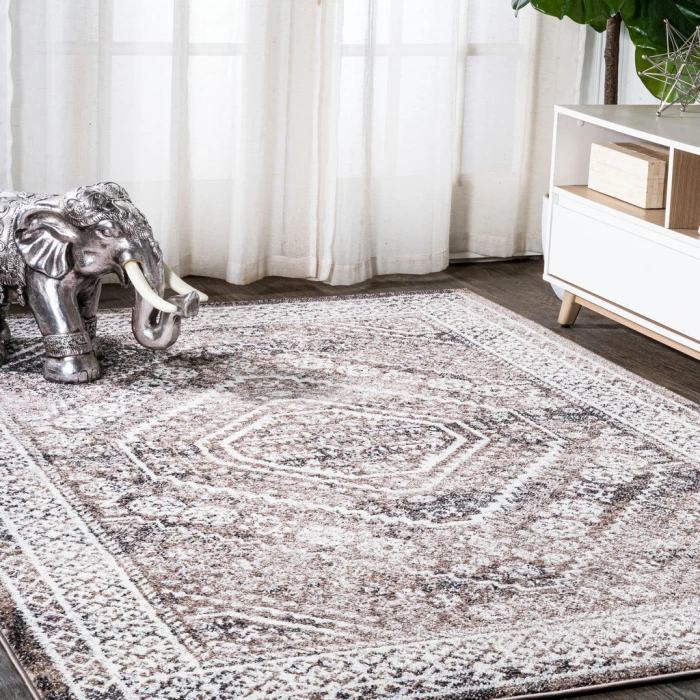 Boho Cottage Medallion Brown/Ivory 4 ft. x 6 ft. Area Rug