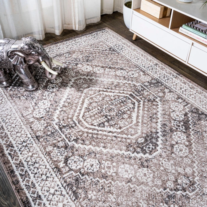 Boho Cottage Medallion Brown/Ivory 4 ft. x 6 ft. Area Rug